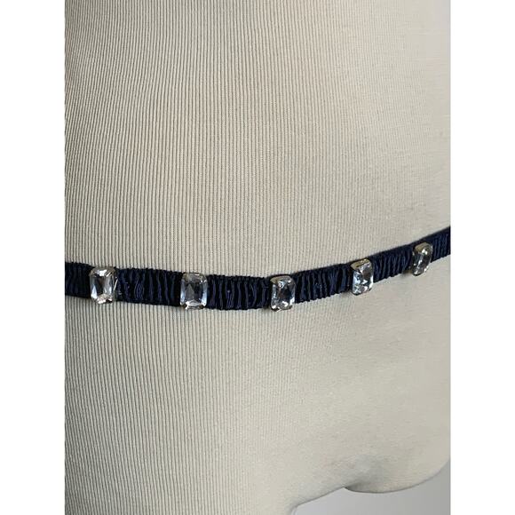 The Limited vintage blue rhinestones embellished thin elastic belt size Medium - Picture 10 of 10